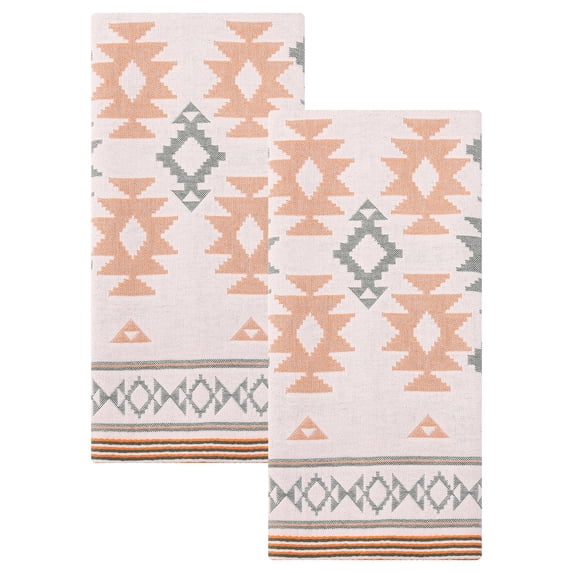 Unique Bargains Boho Cotton Cute Pattern Soft Absorbent Towel Green 2pcs
