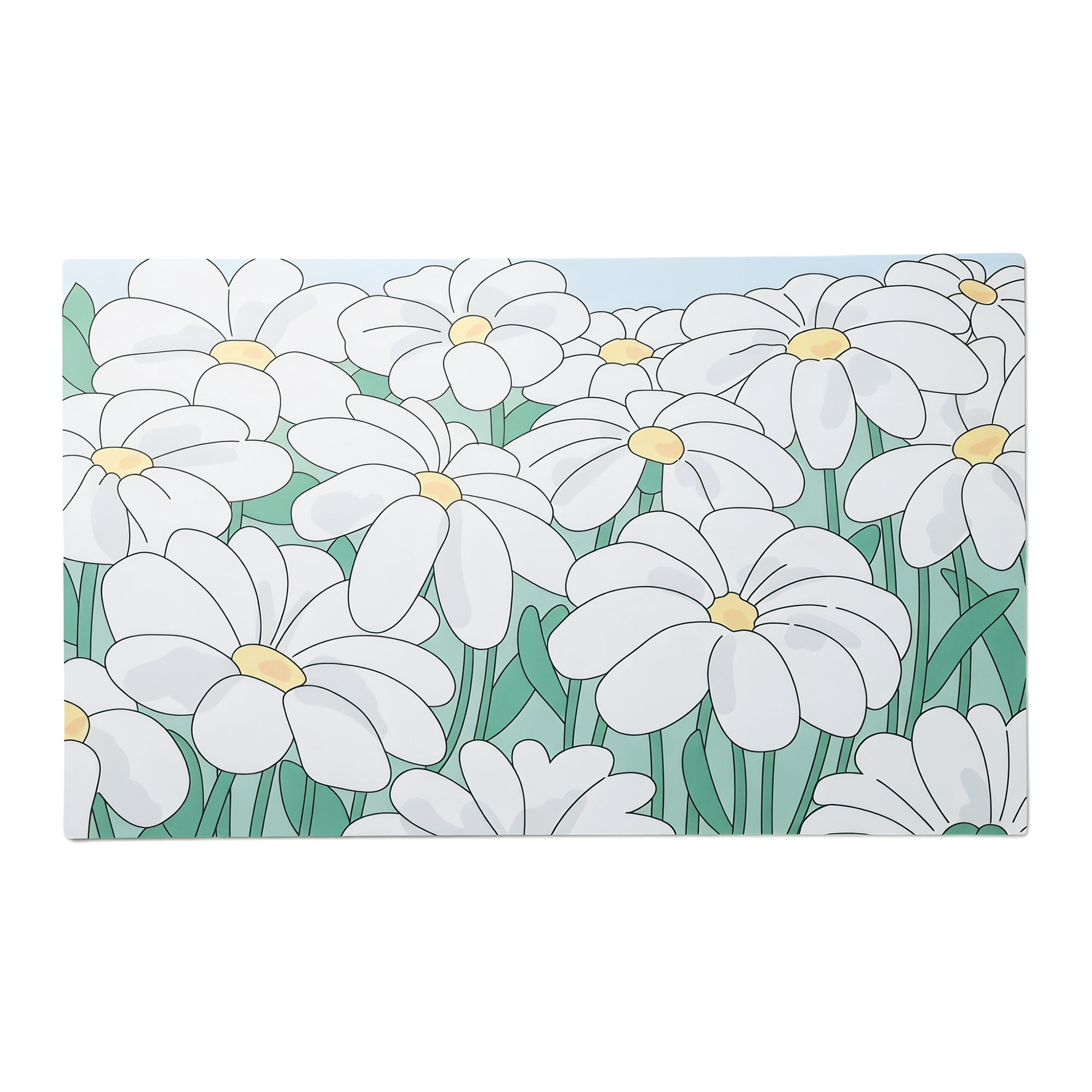 Unique Bargains Boho Doormat Non-Slip Doormat for Outdoor Entrance Green Flower 30" x 18"