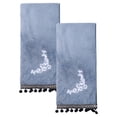 thumbnail image 1 of Unique Bargains Boho Embroidery Coral Fleece Hand Towels Blue 2pk, 1 of 8