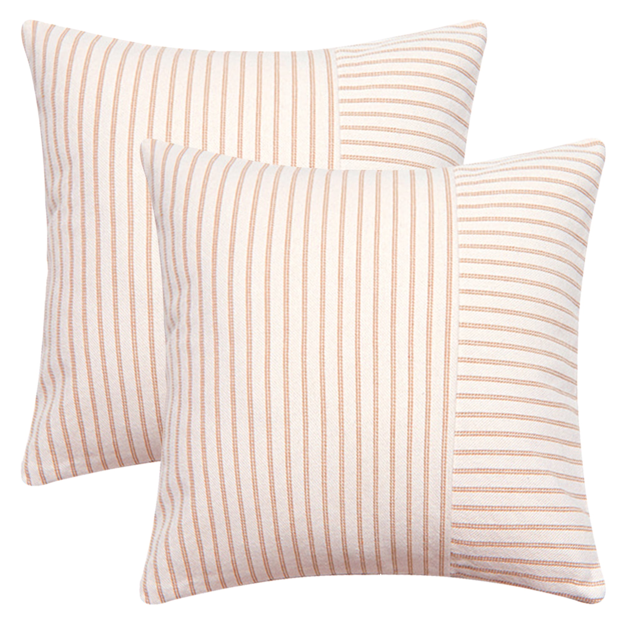 Unique Bargains Boho Striped Throw Pillow Covers Set of 2 Khaki 20 x 20 Inch
