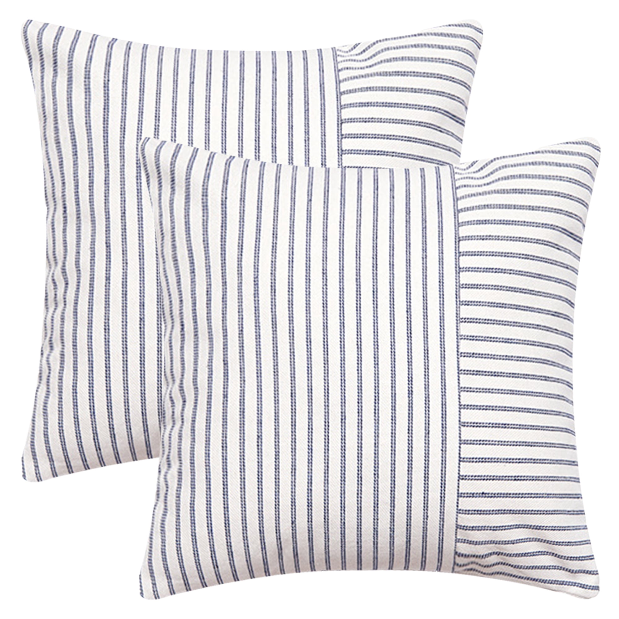 Unique Bargains Boho Striped Throw Pillow Covers Set of 2 Navy Blue 18" x 18"