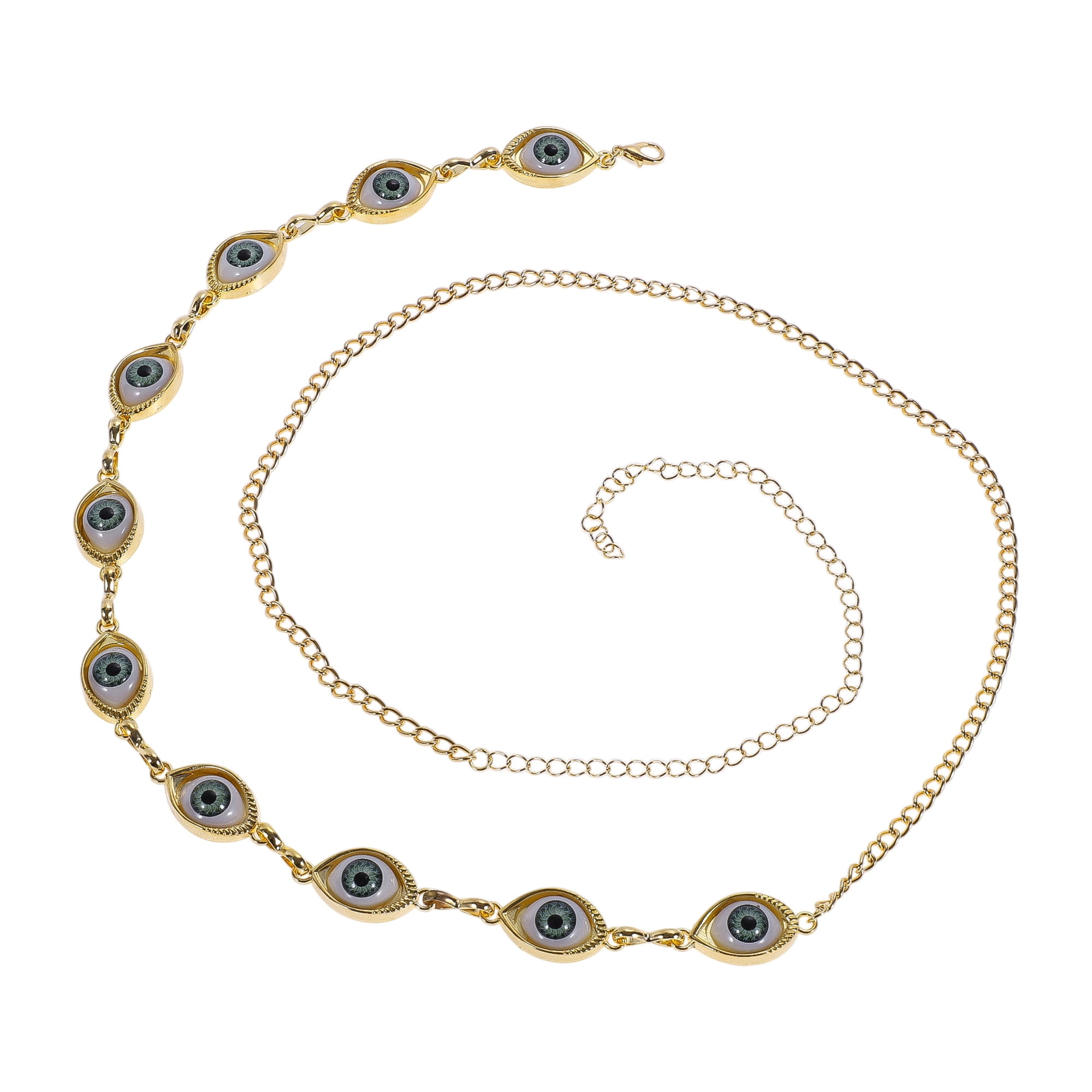 Unique Bargains Boho Style Eye Adjustable Waist Belt for Women Gold Tone