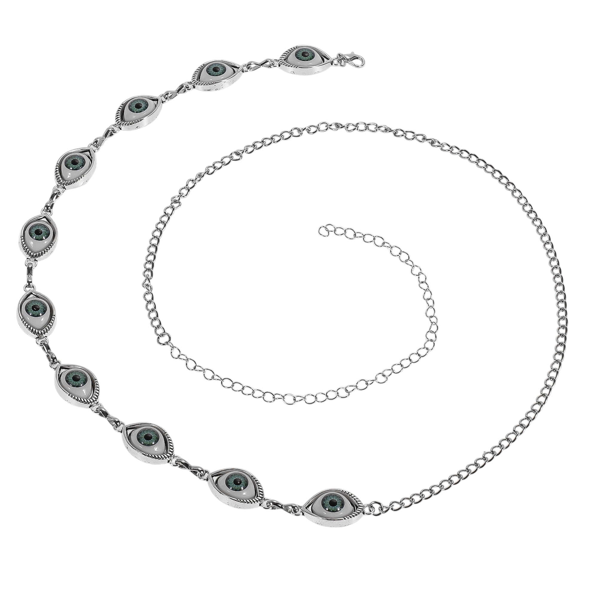 Unique Bargains Boho Style Eye Adjustable Waist Belt for Women Silver Tone