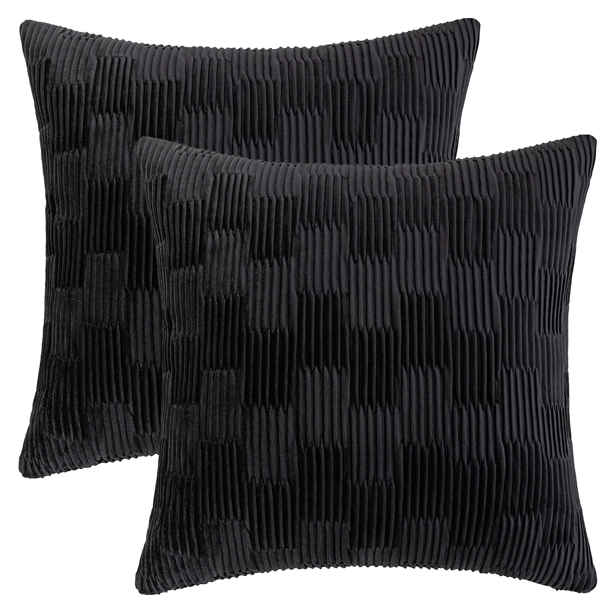 Unique Bargains Boho Style Solid Throw Pillow Covers Set of 2 for Living Room Black