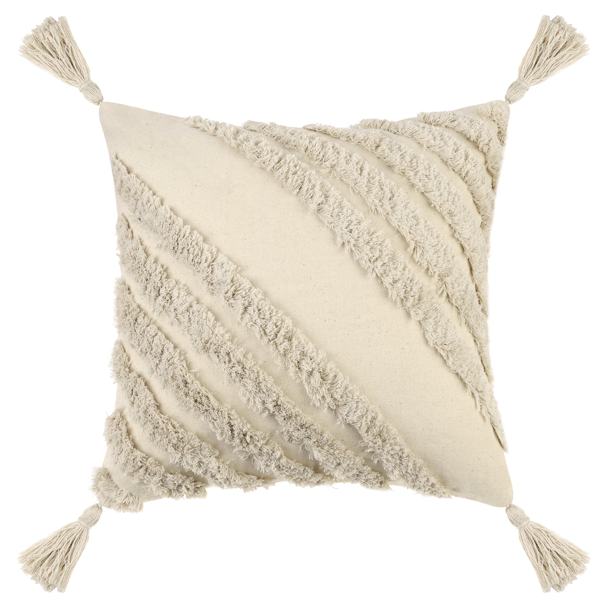 Unique Bargains Boho Throw Decorative Pillow Covers with Tassels Woven Tufted Pillow Cover Geometry-1 18" x 18"
