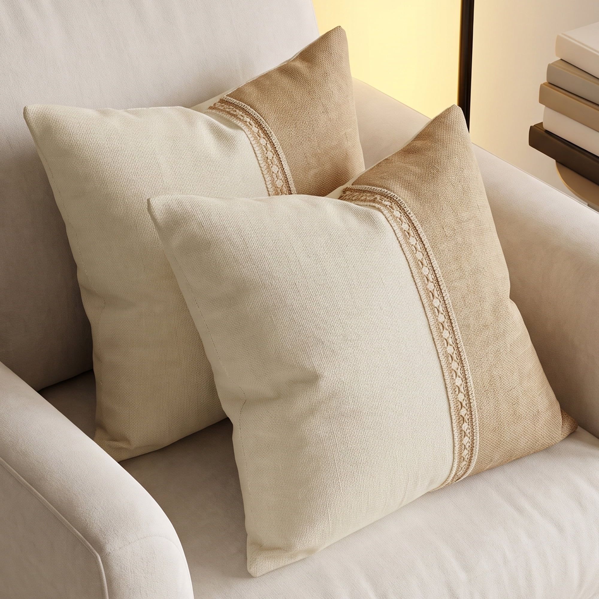 Unique Bargains Boho Throw Pillow Covers 2 Pack Cushion Cases for Home Khaki 18"x18"