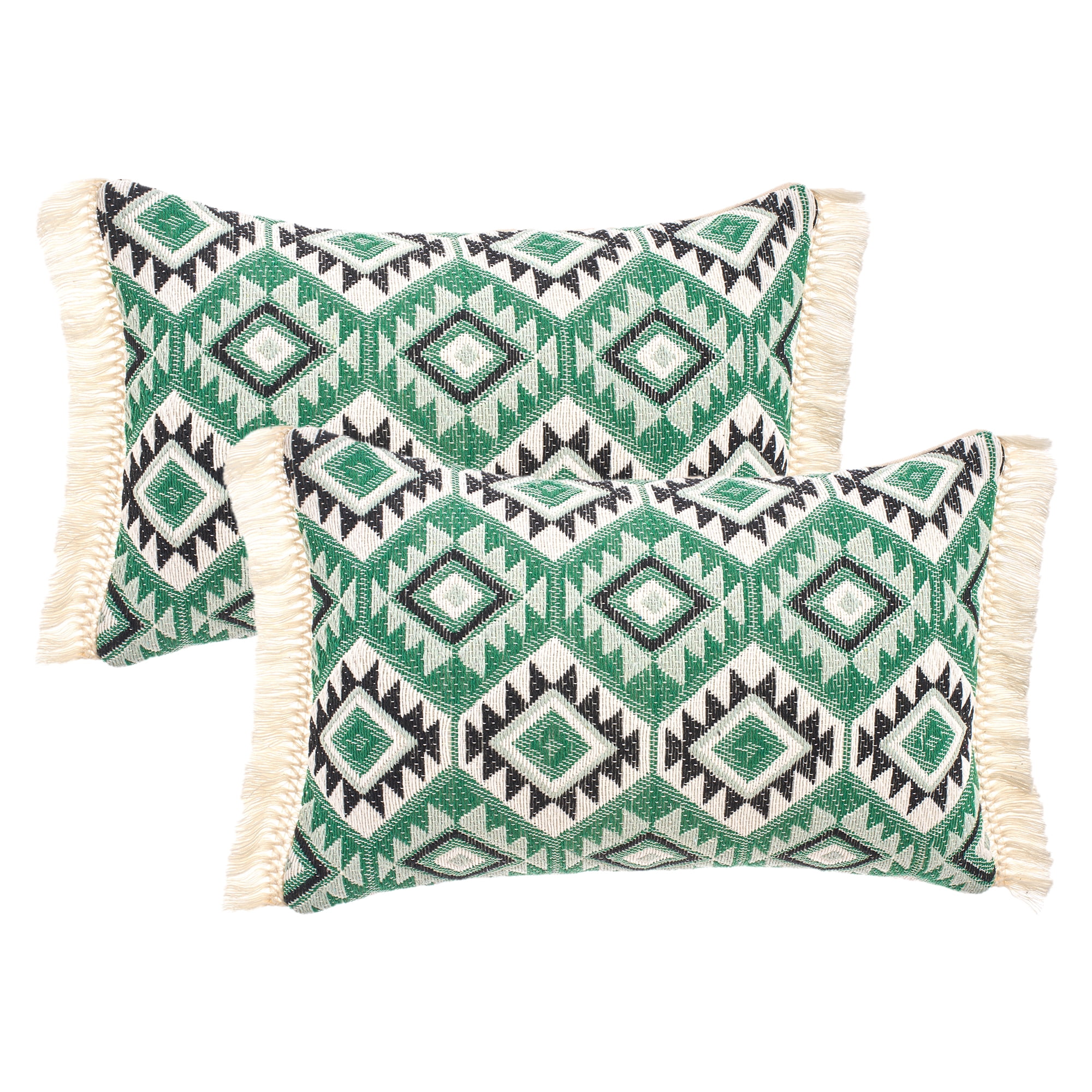 Unique Bargains Boho Throw Pillow Covers Geometric Pattern Cushion Cases 20" x 12" Green