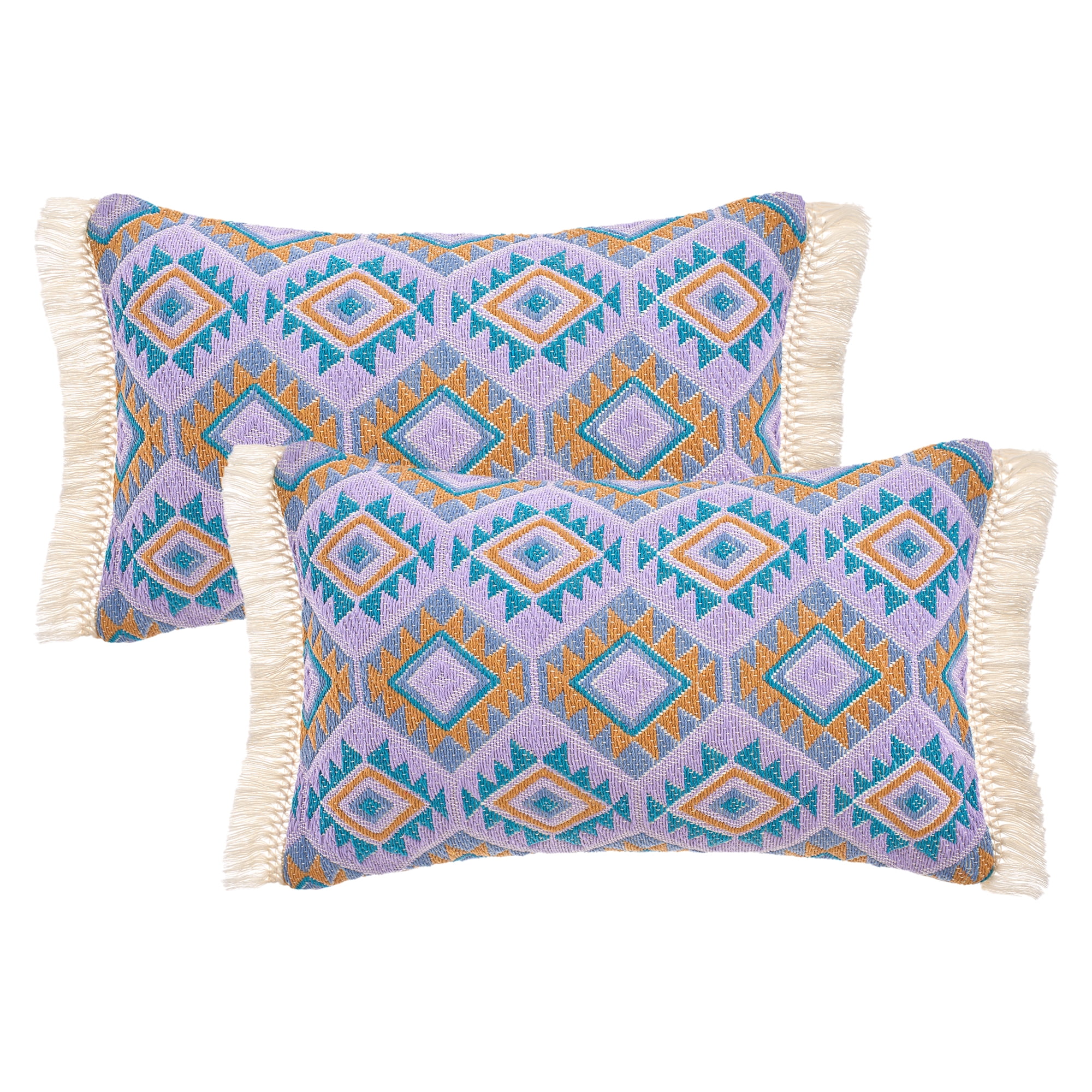 Unique Bargains Boho Throw Pillow Covers Geometric Pattern Cushion Cases 20" x 12" Purple