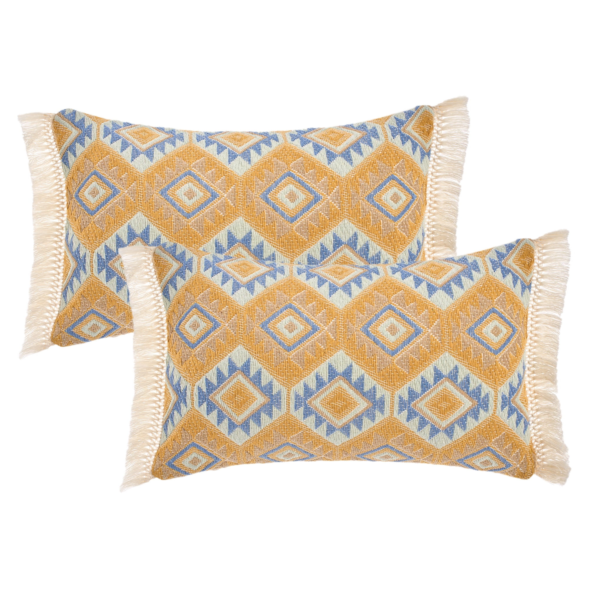 Unique Bargains Boho Throw Pillow Covers Geometric Pattern Cushion Cases 20" x 12" Yellow