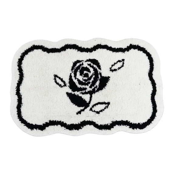 Unique Bargains Boho Ultra Soft Absorbent Shaggy Non Slip Bath Mat White 24" x 16"