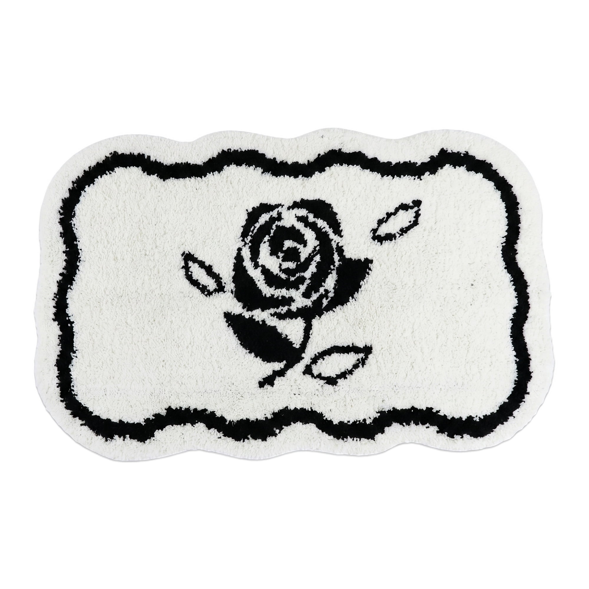 Unique Bargains Boho Ultra Soft Absorbent Shaggy Non Slip Bath Mat White 32" x 20"