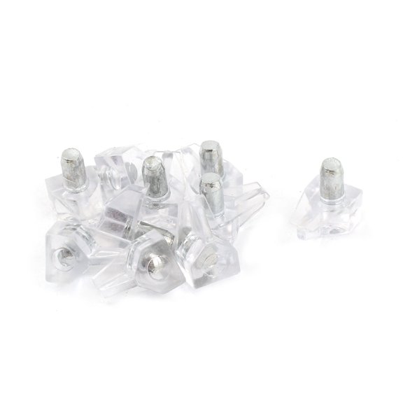 Unique Bargains Book Case Glass Clear Plastic Shelf Support Peg Metal Pin Stud 5mm Dia 10 Pcs