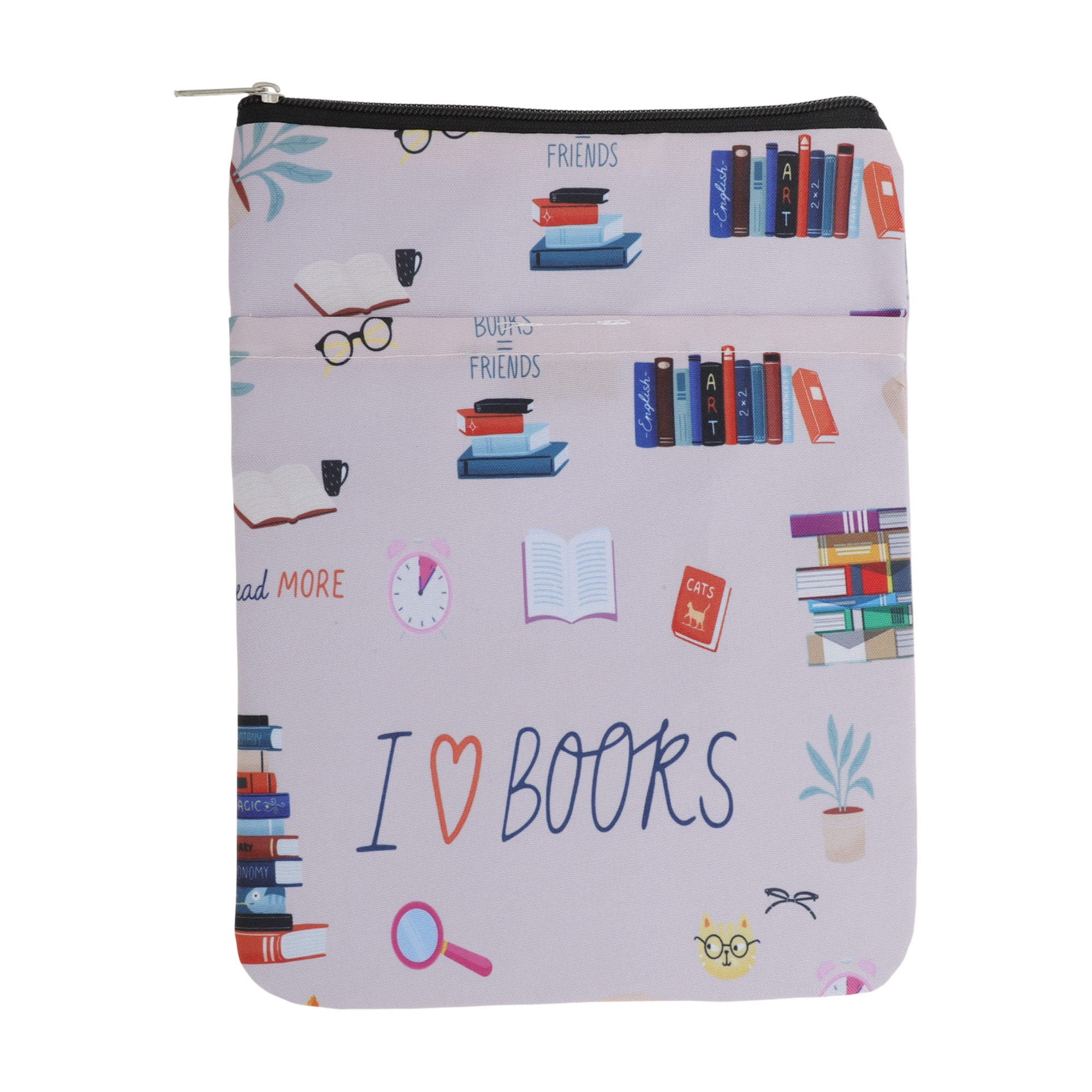Unique Bargains Book Sleeve Book Covers Book Protector with Zipper Washable Pink