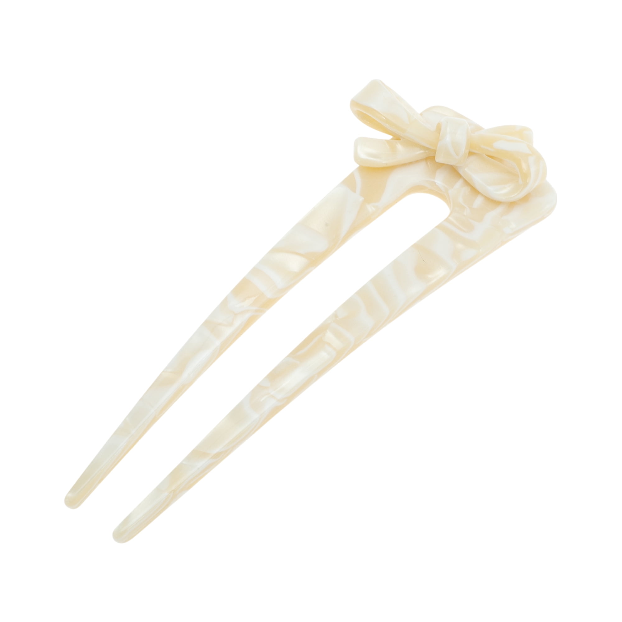 Unique Bargains Comfortable No Slip Bow Chignon Pin for Women 1 Pc Yellow and White