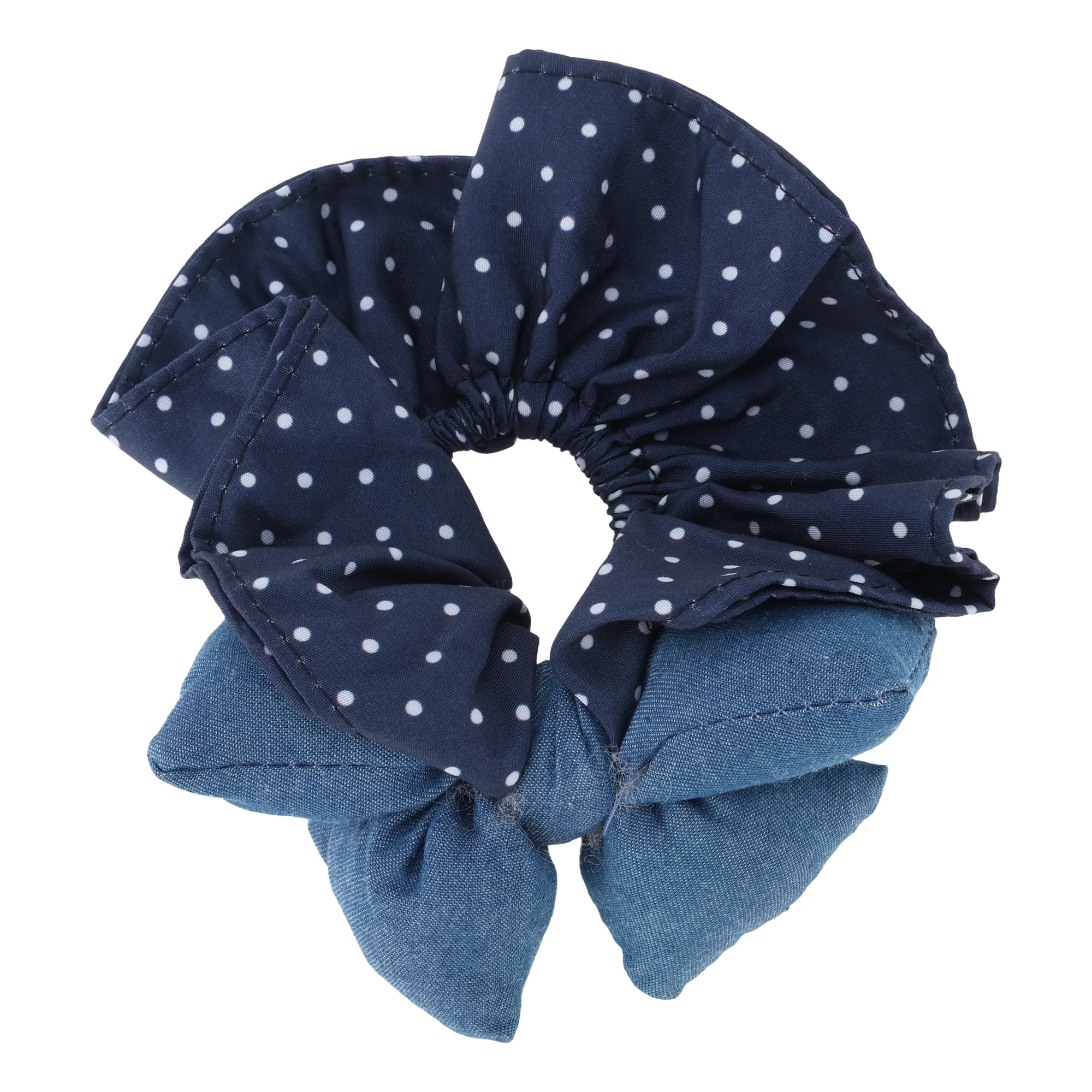 Unique Bargains Bow Denim Hair Ties Fashionable Daily Use Blue Bow Patchwork