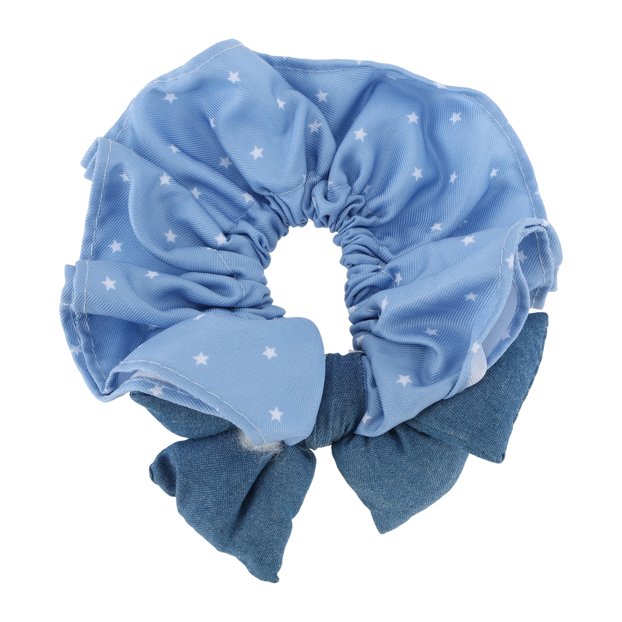 Unique Bargains Bow Denim Hair Ties Fashionable Daily Use Blue Five-pointed Star