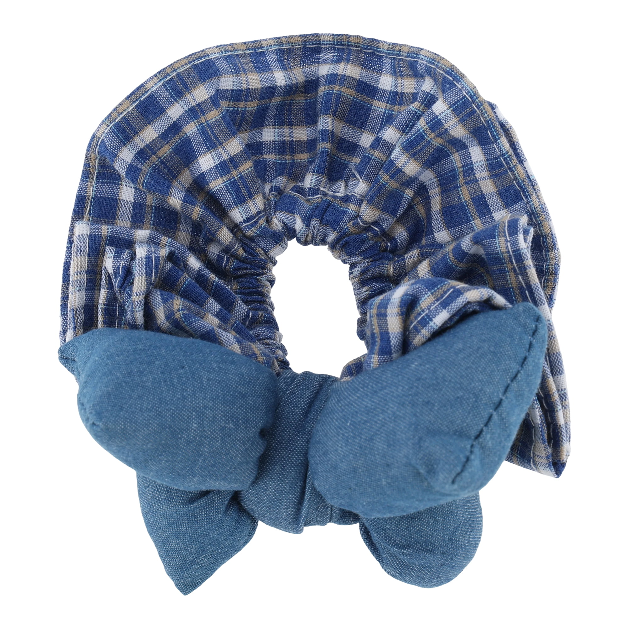 Unique Bargains Bow Denim Hair Ties Fashionable Daily Use Blue Light Plaid