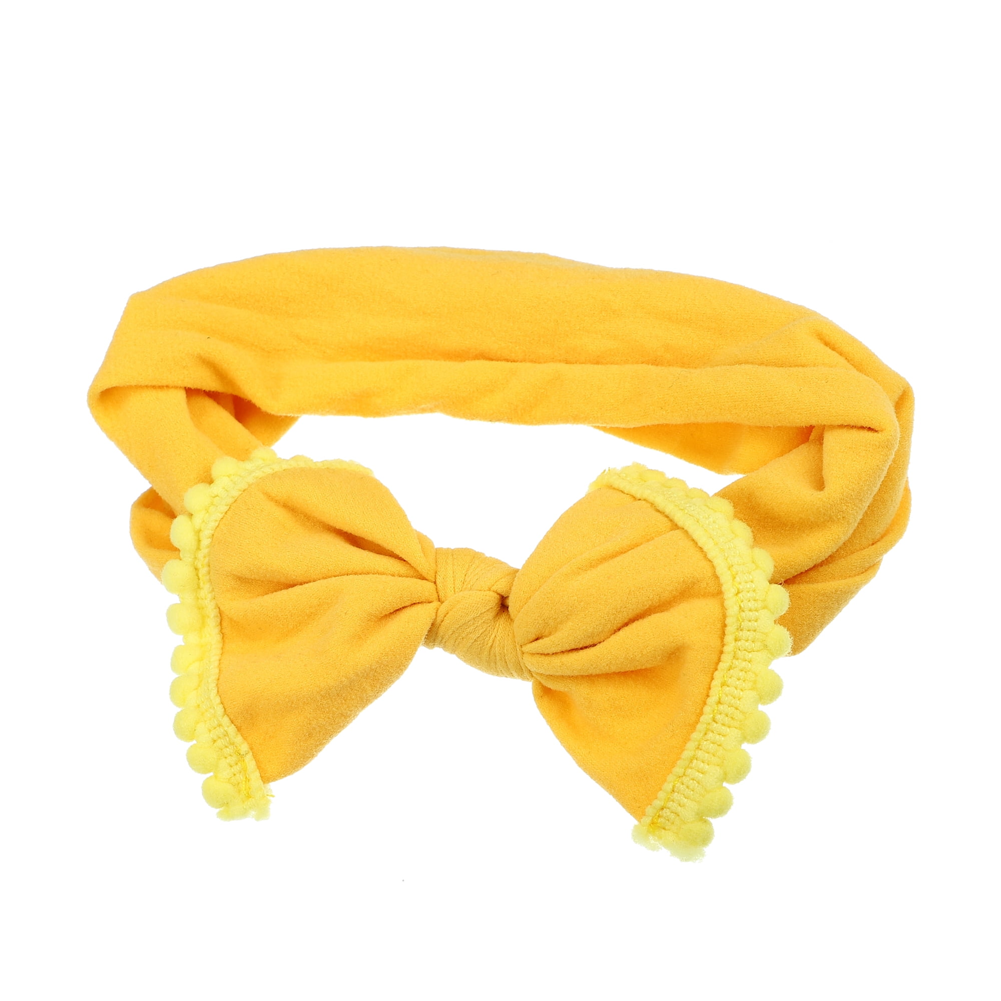 Unique Bargains Bow Fashion Cute Cotton Headband Hair Band 6.3 Inch Yellow