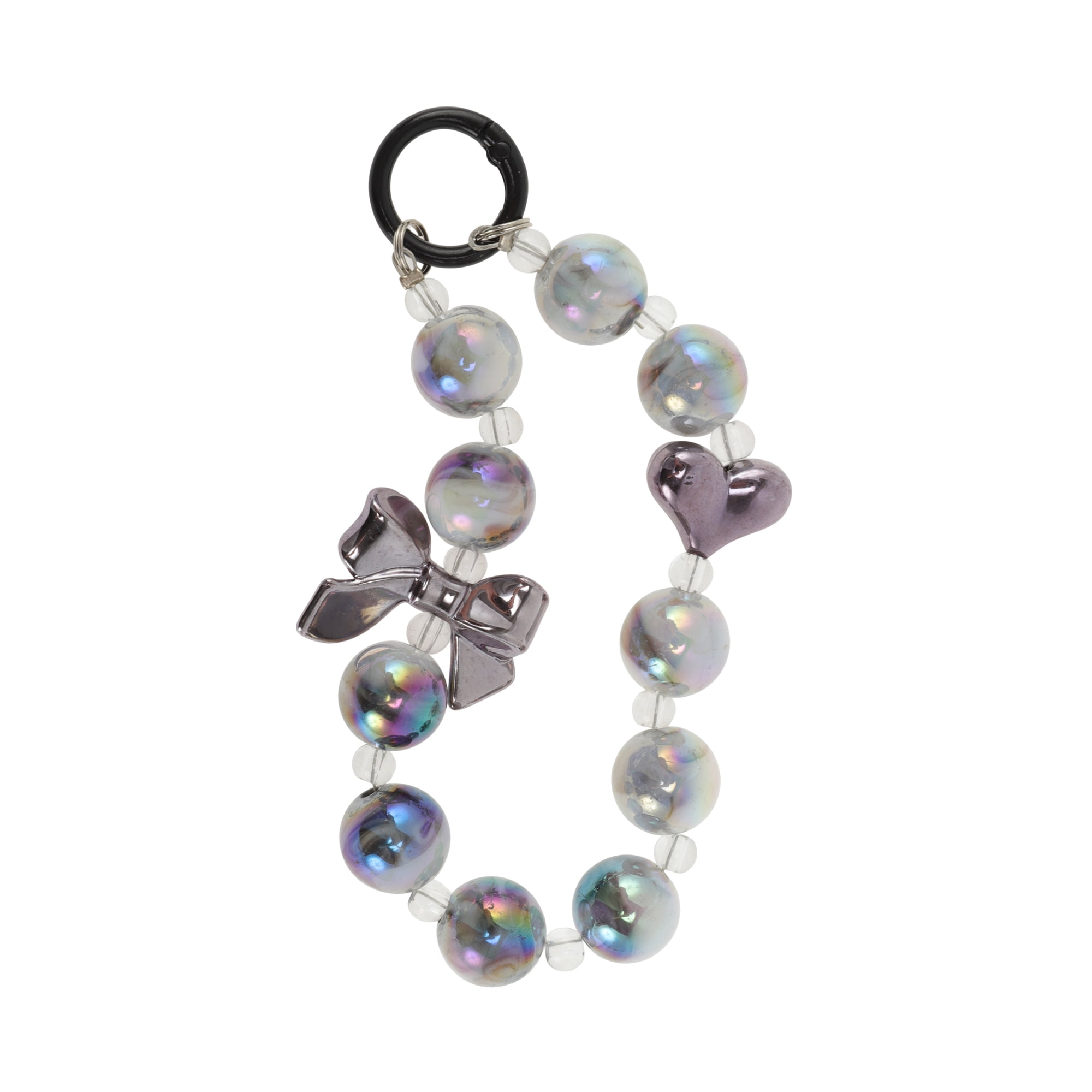 Unique Bargains Bow Heart Phone Charm in Black and Silver Tone for Stylish Accessory Use