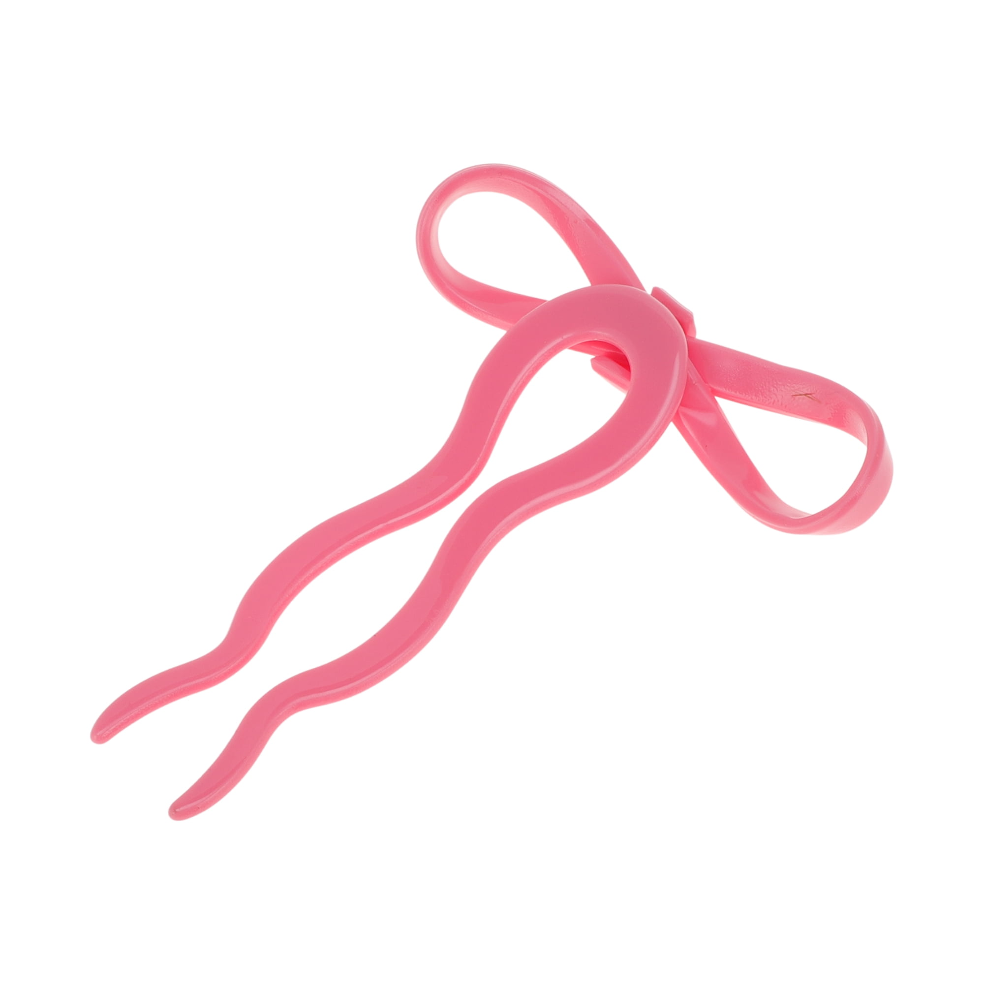 Unique Bargains Bow Wave Chignon Pin for Women 1 Pc Pink