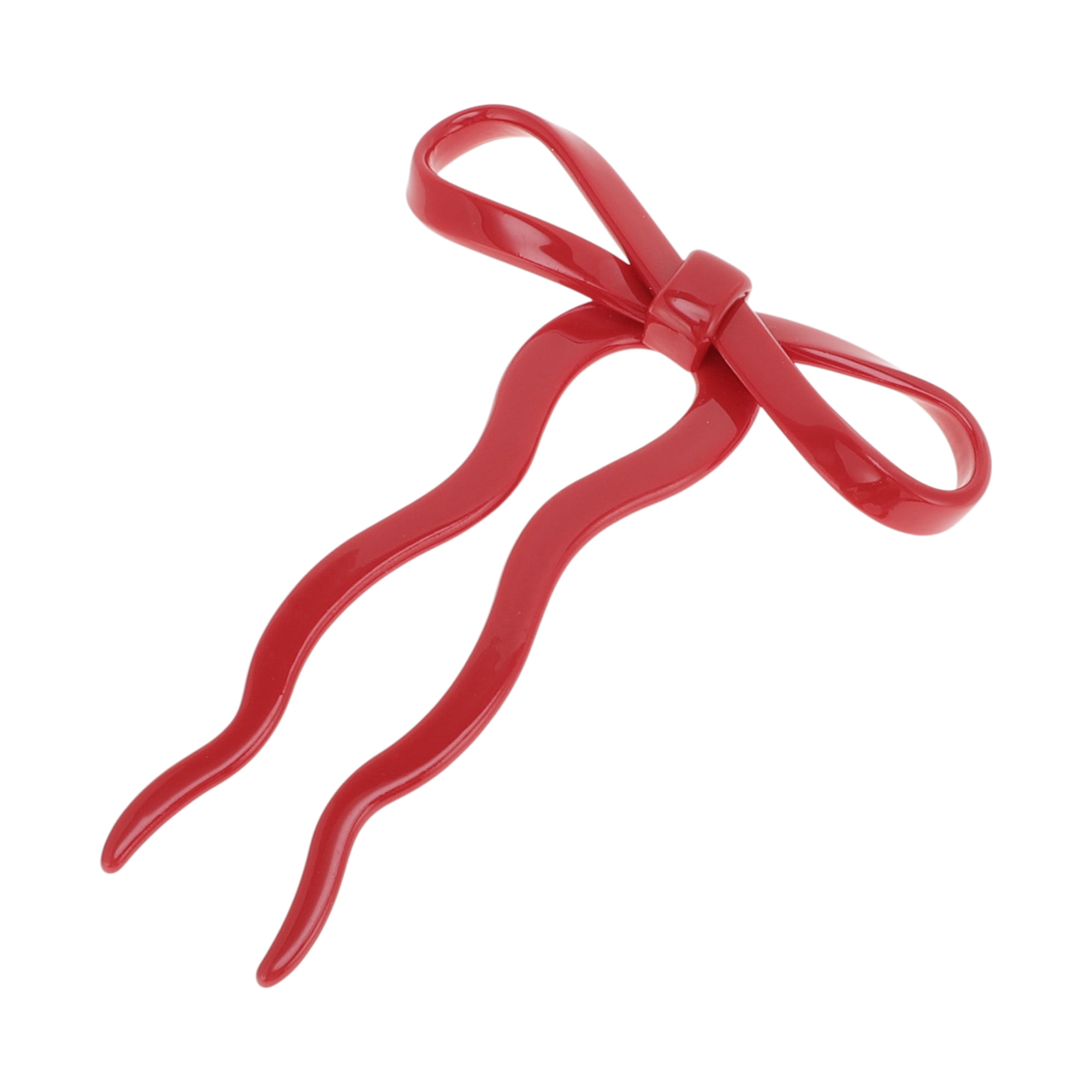 Unique Bargains Bow Wave Chignon Pin for Women 1 Pc Red