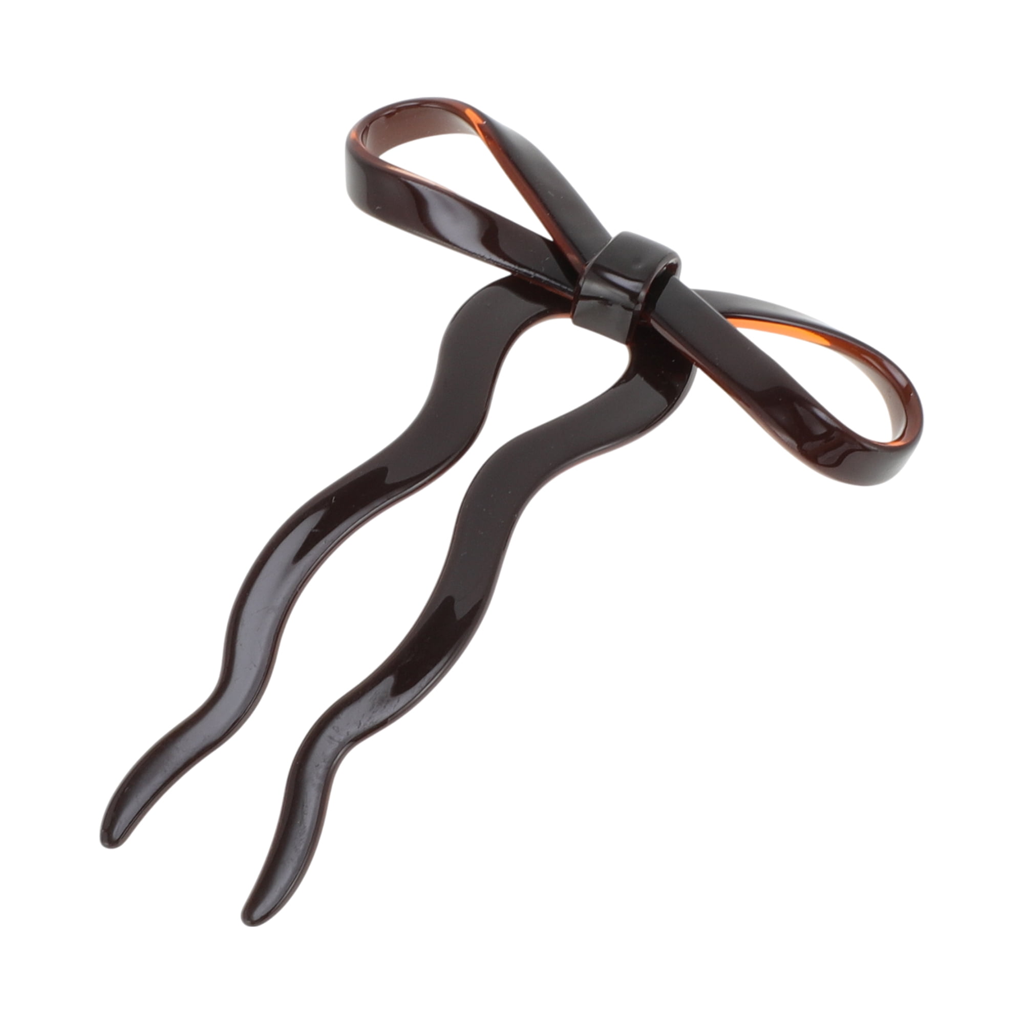 Unique Bargains Bow Wave Chignon Pin for Women 1 Pc Reddish Brown