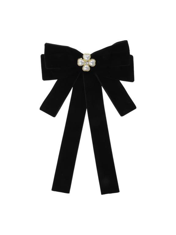 Bowknot Ribbon Bow Brooch Neck Tie Deep Black