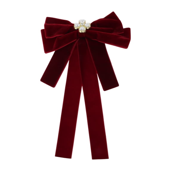 Unique Bargains Bowknot Ribbon Bow Brooch Neck Tie Light Red