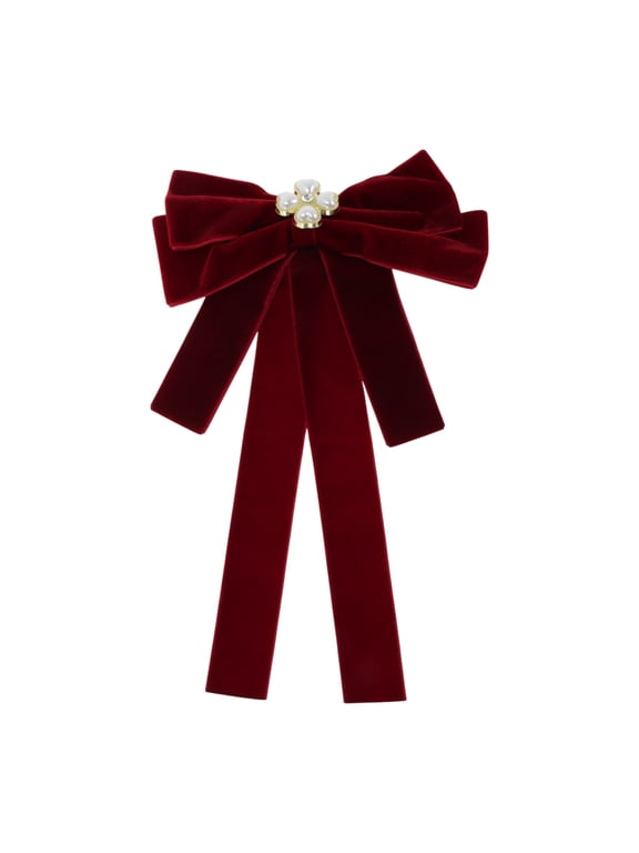 Bowknot Ribbon Bow Brooch Neck Tie Light Red