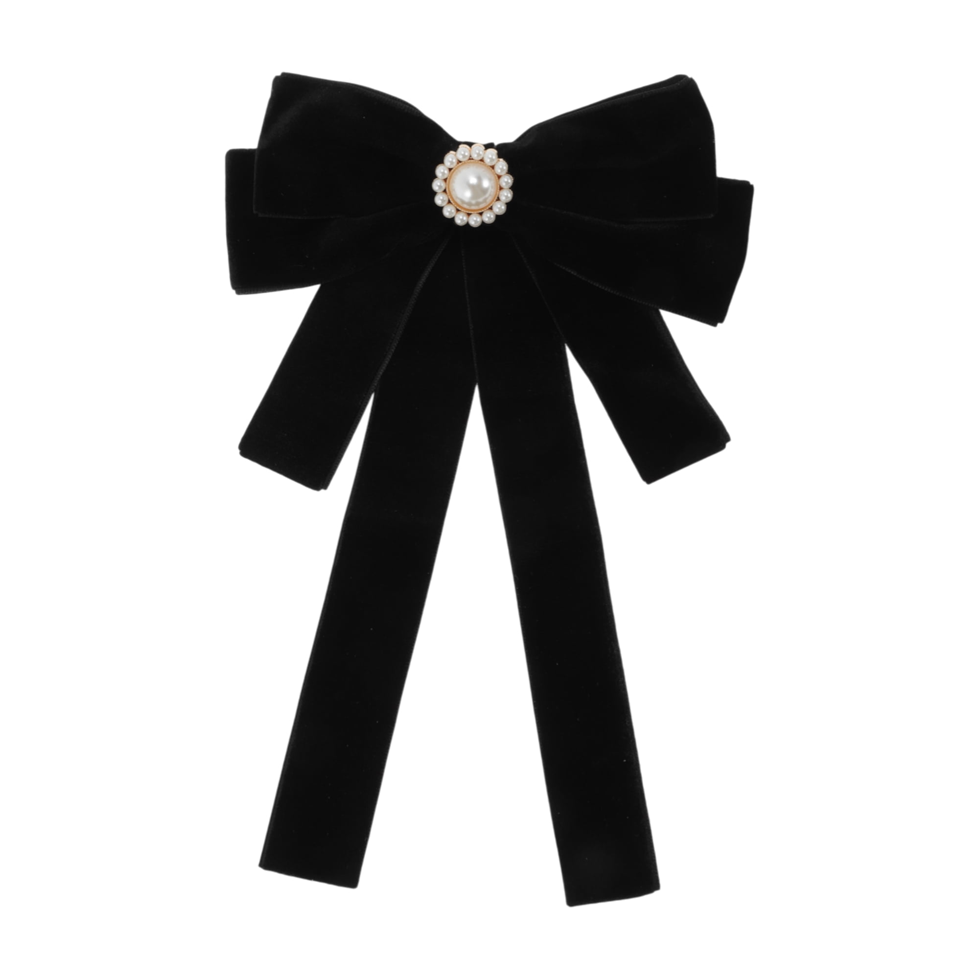 Unique Bargains Bowknot Ribbon Bow Brooch Neck Tie Raven Black