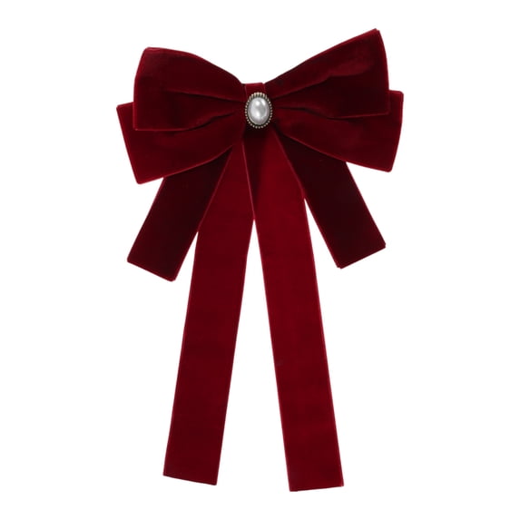 Unique Bargains Bowknot Ribbon Bow Brooch Neck Tie Red