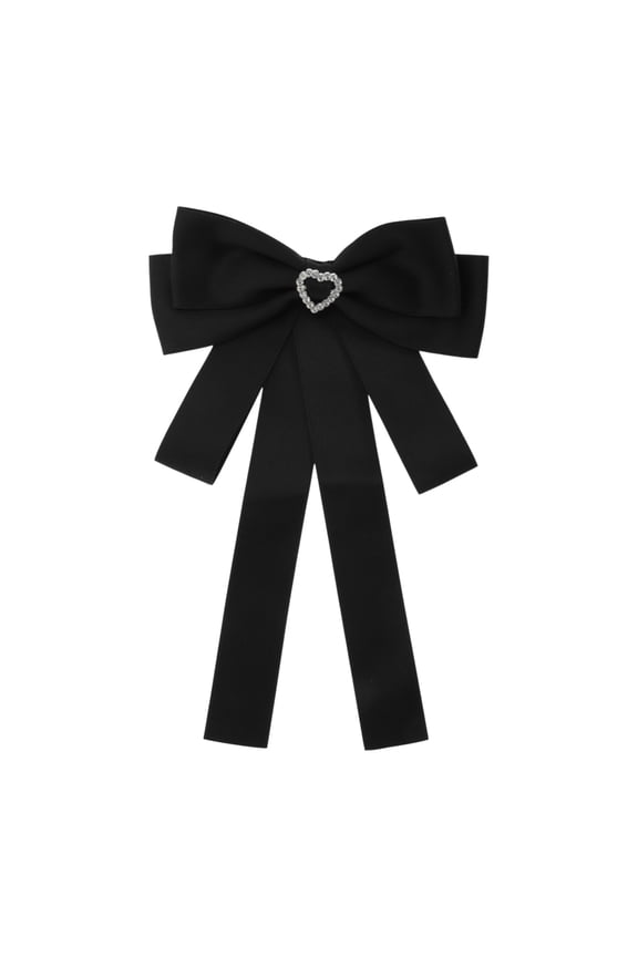 Bowknot Ribbon Bow Brooch Pre-Tied Neck Tie Gold Tone Hollow Heart