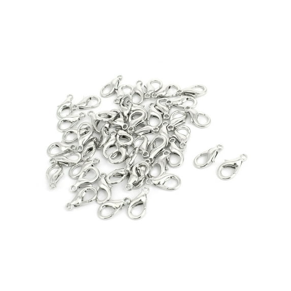 Unique Bargains Bracelet Chain Connectors Silver Tone Lobster Claw Parrot Clasps 18mm 50 Pcs