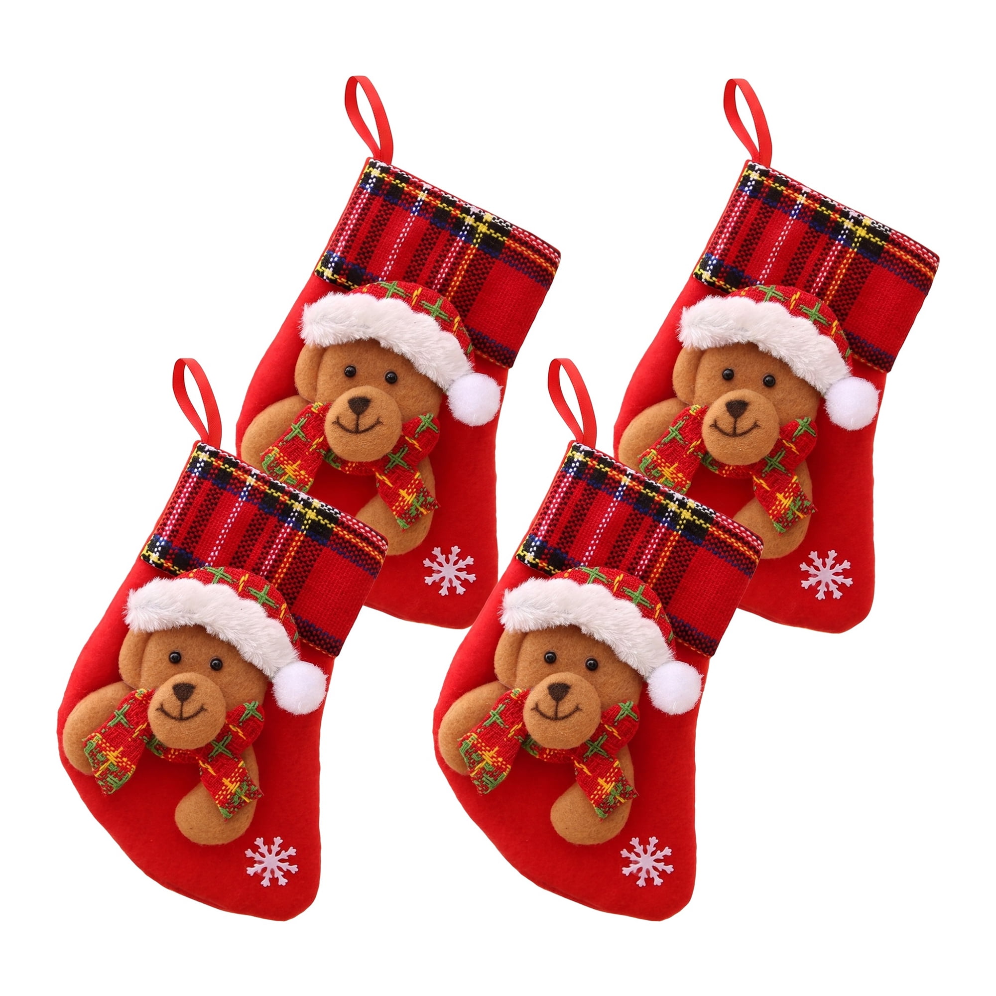 Unique Bargains Braided Knit Christmas Stocking Double Layer Nordic Hygge Sock Bear 6"