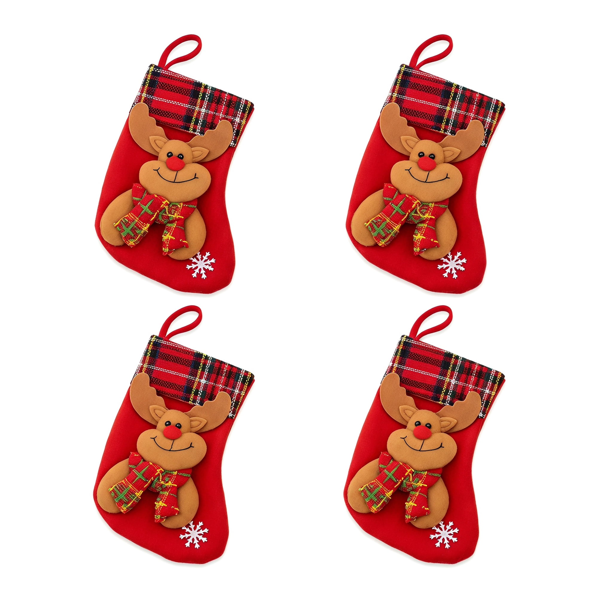 Unique Bargains Braided Knit Christmas Stocking Double Layer Nordic Hygge Sock Deer 6"