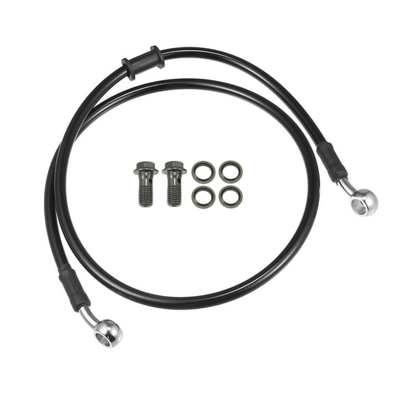 Unique Bargains Brake Hose Motorcycle ATV Braided Hydraulic Brake Line Oil Hose Pipeline 90cm Black Silver Tone 1 Set