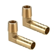 Unique Bargains Brass Barb Hose Fitting 90 Degree Elbow 12mm Barbed x 1/4 PT Male Pipe 2pcs