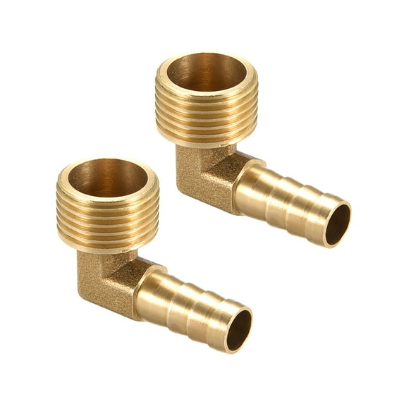 Unique Bargains Brass Barb Hose Fitting 90 Degree Elbow Barbed G Male Pipe 2pcs 10mm