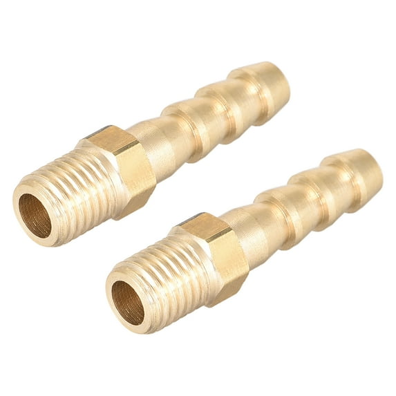 Unique Bargains Brass Fitting Connector Metric M10x1 Male to Barb Hose ID 8mm 2 pcs, M8-1mm x 6mm