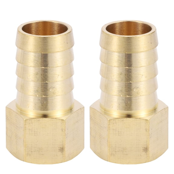 Unique Bargains Brass Hose Barb Fittings 3/4" 1/2"NPT Internal Hexagonal Hose Nipple for Air Water Oil Gas Fuel 2 Pcs Gold Tone