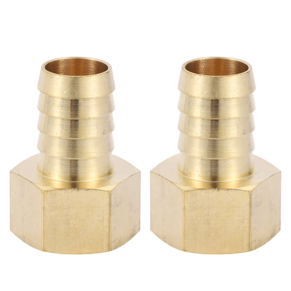 Unique Bargains Brass Hose Barb Fittings 3/4" 3/4"NPT Internal Hexagonal Hose Nipple for Air Water Oil Gas Fuel 2 Pcs Gold Tone