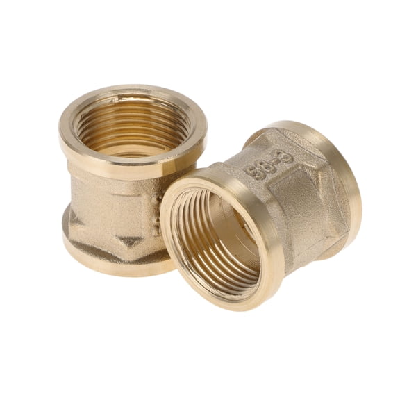 Unique Bargains Brass Pipe Fitting 3/4"Female Inner Thread Straight 1.29" Length 2 Pcs