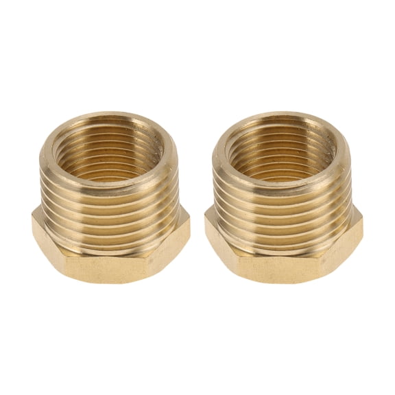 Unique Bargains Brass Pipe Fitting 3/8"Female x 1/2"Male Reducer Hex Bushing 43/64" 2 Pcs