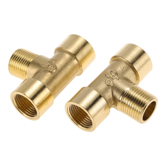 Unique Bargains Brass Pipe Fitting 3/8"Female x 3/8"Male x 3/8"Female Branch Tee Pipe Connector 2.03" 2 Pcs