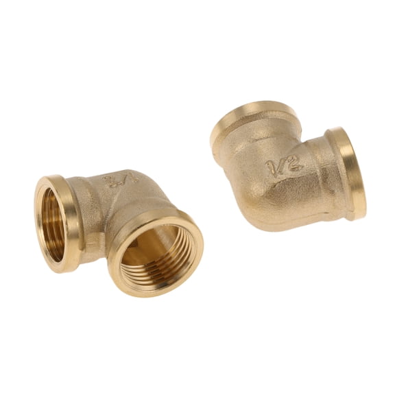 Unique Bargains Brass Pipe Fittings 1/2"FeMale Internal thread elbow (round type) 1.26" 2 Pcs