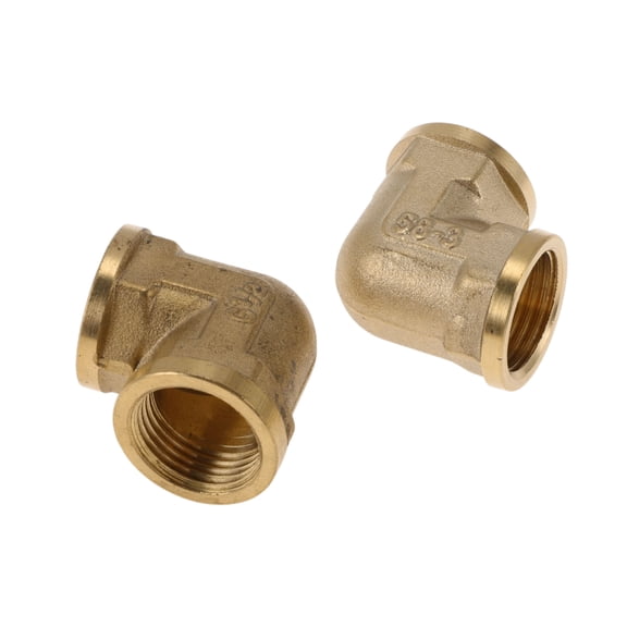 Unique Bargains Brass Pipe Fittings 1/2"FeMale Thickened internal thread elbow (square type) 1.26" 2 Pcs