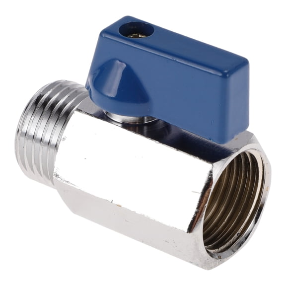 Unique Bargains Brass Pipe Fittings 1/2"Female x 1/2"Male Blue handle ball valve polished inner and outer 1.83" 1 Pc