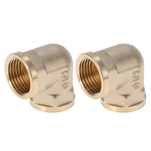 Unique Bargains Brass Pipe Fittings 1/2"Femalex Double Female Elbow 1.42" Length 2 Pcs