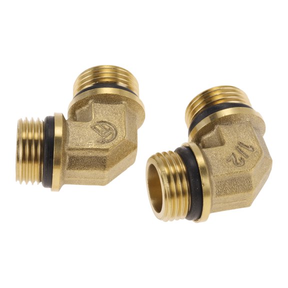 Unique Bargains Brass Pipe Fittings 1/2"Male Double External Thread Elbow with Gasket 1.5" 2 Pcs