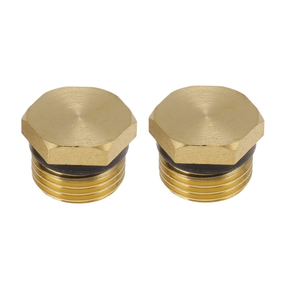 Unique Bargains Brass Pipe Fittings 1/2"Male External Thread Plug with Gasket 5/8" 2 Pcs